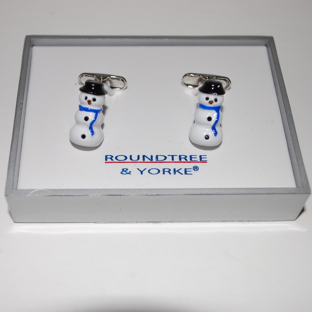 NIB Roundtree & Yorke Snowmen Cuff Links Christmas